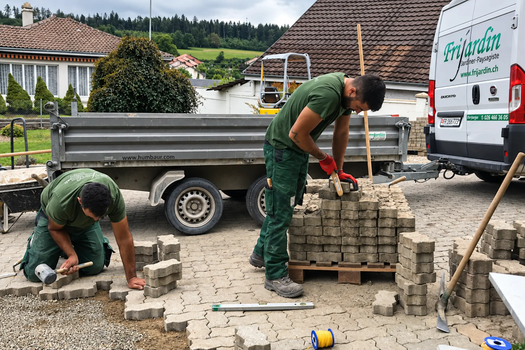 Pose d'enrobé, pavage et dallage