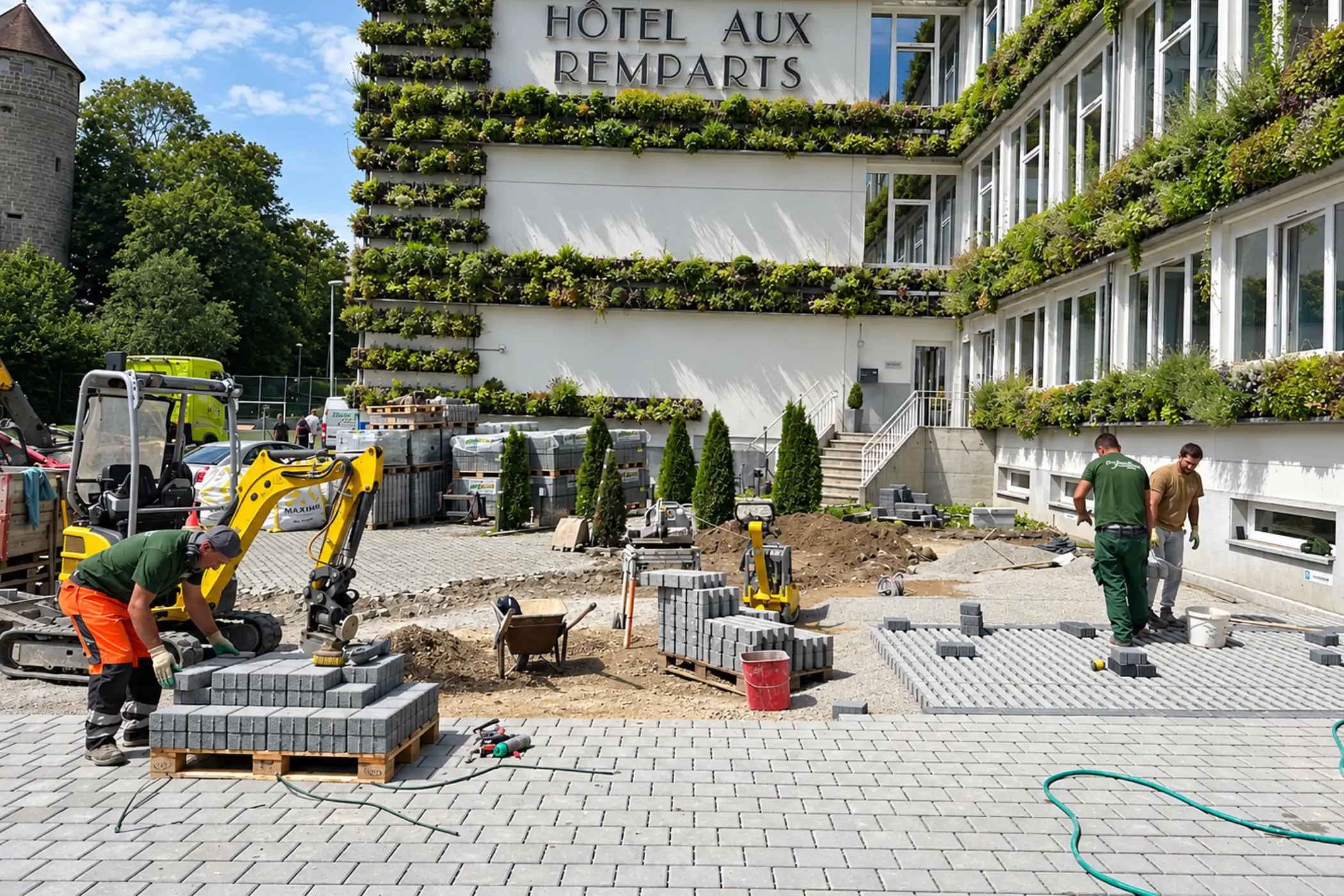 Travaux de pavage à Fribourg